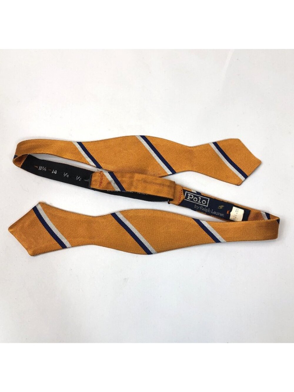 Vintage Polo Ralph Lauren Yellow Striped Silk Bow Tie Made In USA Bowtie